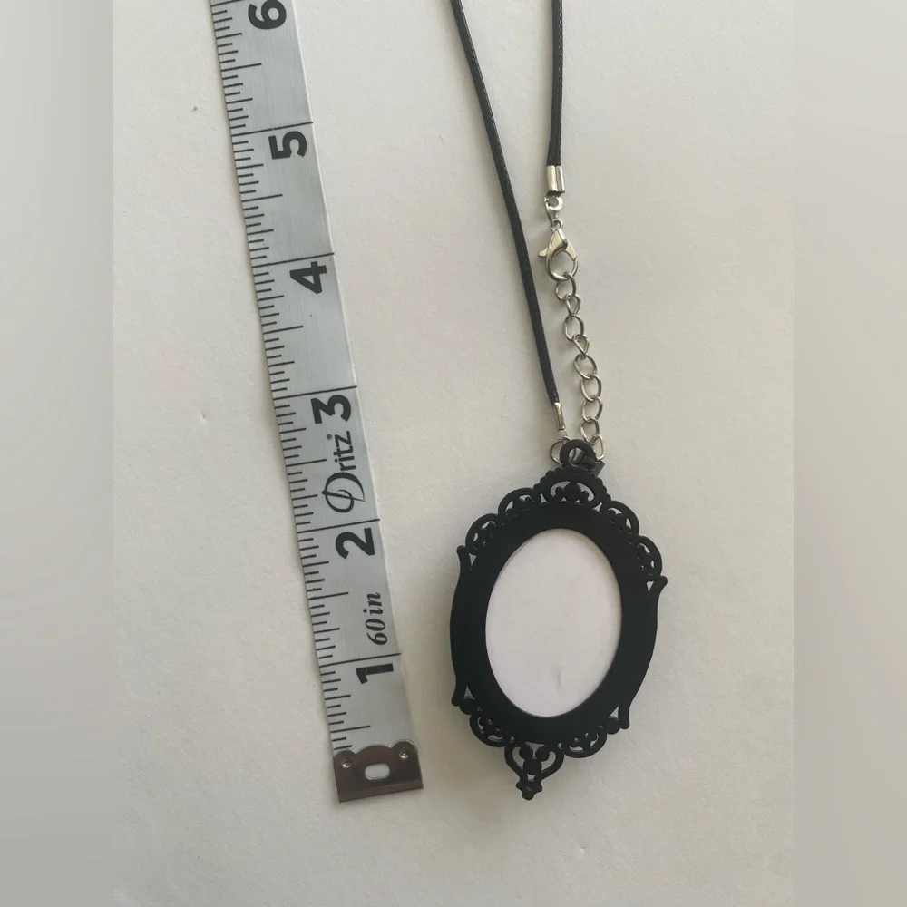 Retro Style Bat Witch Pendant Cameo Black Pendant  Necklace Gothic Glass Pendant